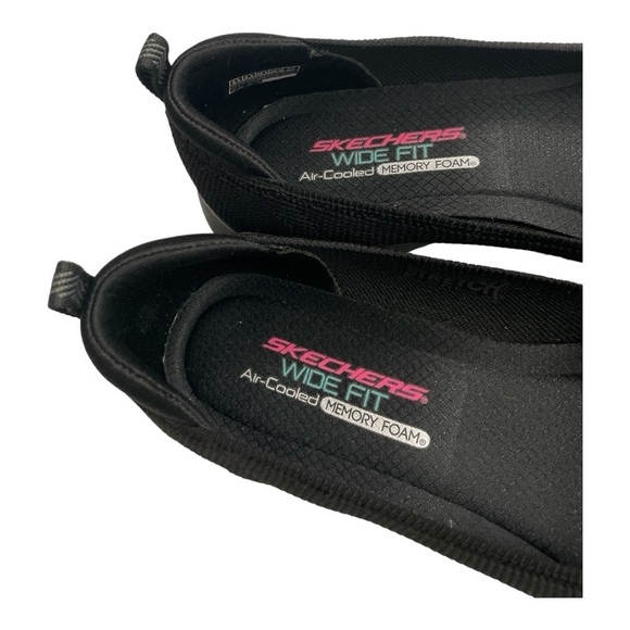 SKECHERS Women's Size 9.5
Wide Fit Air-Cooled Memory Foam Black Slippers 104134W - Picture 8 of 13